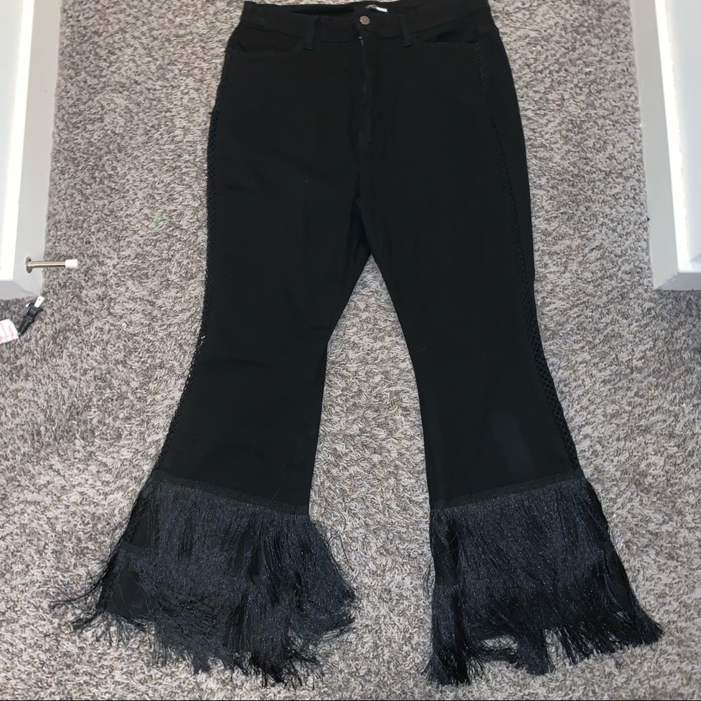 Black fringe jeans
